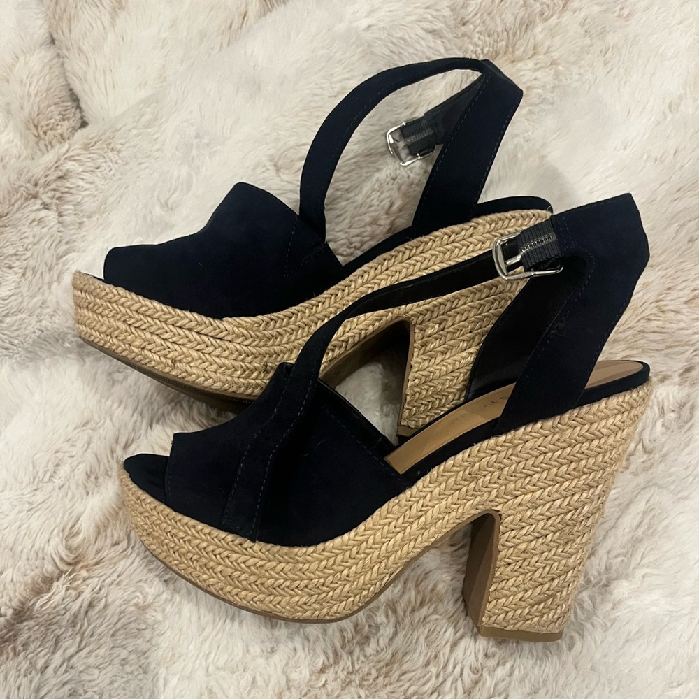 Women's Blue Wedge Sandals - Picture 2 of 4